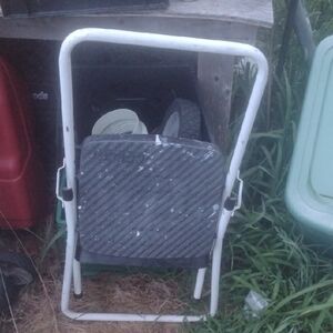 Foldable White and Gray Two Step Ladder/Stool